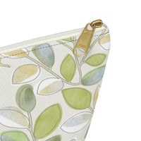 Cherry Plum Leaves Accessory Pouch w T-bottom in Green